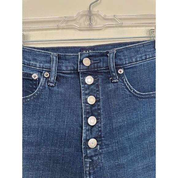 GAP High Rise Wide Leg Button Fly Indigo Blue Jeans Cotton Women's 28T 28 Tall - Picture 3 of 9